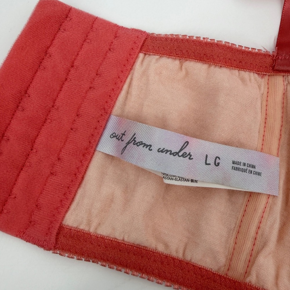 Out From Under Lace Bustier Corset Top Satin Ribbon Tie Straps Sz L Coquette - Picture 6 of 10